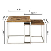 "Eclisse Quadrato" Reclaimed Elm Wood 2 Piece Nesting Tables