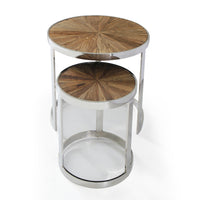 "Eclisse" Reclaimed Elm Wood 2 Piece Nesting Tables