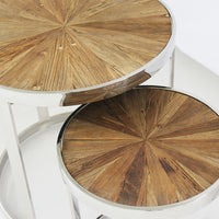 "Eclisse" Reclaimed Elm Wood 2 Piece Nesting Tables