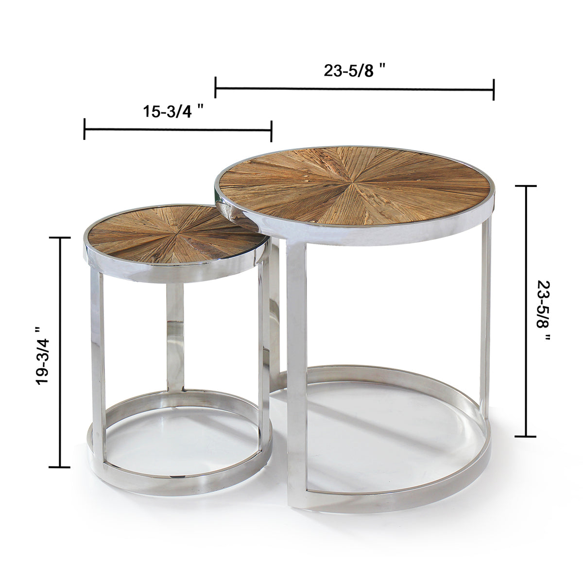 "Eclisse" Reclaimed Elm Wood 2 Piece Nesting Tables