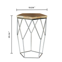 "Pentagono Lato" Reclaimed Elm Wood Side/End Table