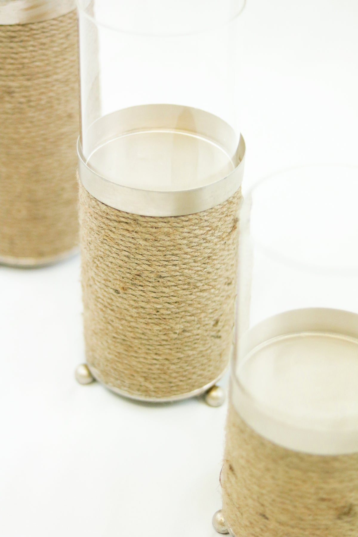 "Lieve" Hurricane Candleholders with Rope