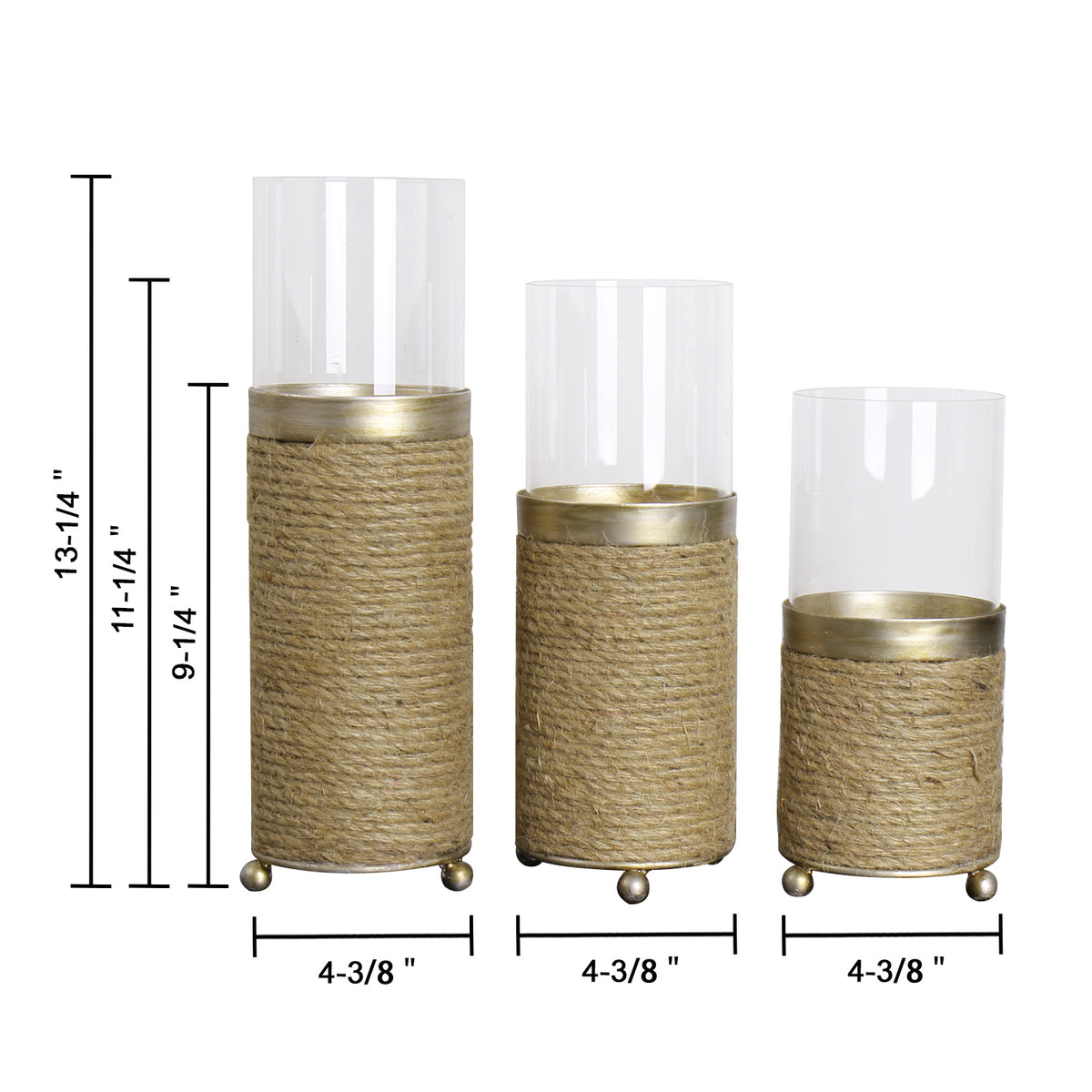 "Lieve" Hurricane Candleholders with Rope