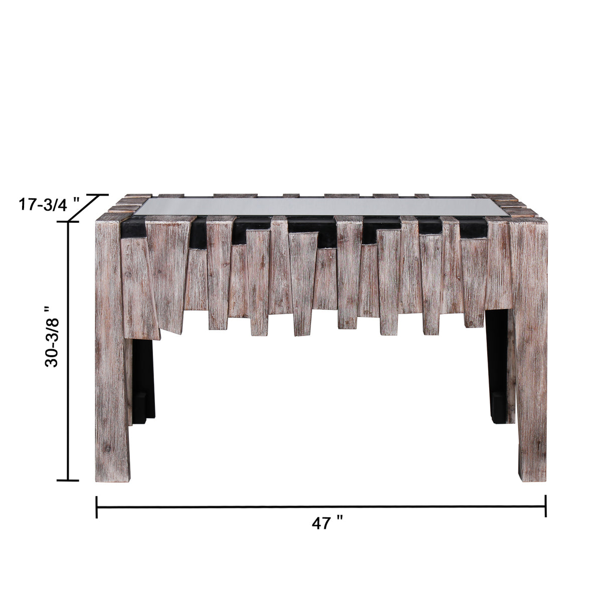 "Fiaba" Beveled Wooden Accent Mirror and Mirrored Glass Top Console Table, Set