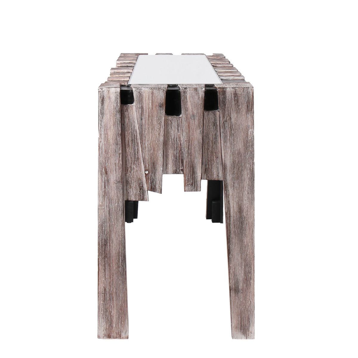 "Fiaba" Beveled Wooden Accent Mirror and Mirrored Glass Top Console Table, Set