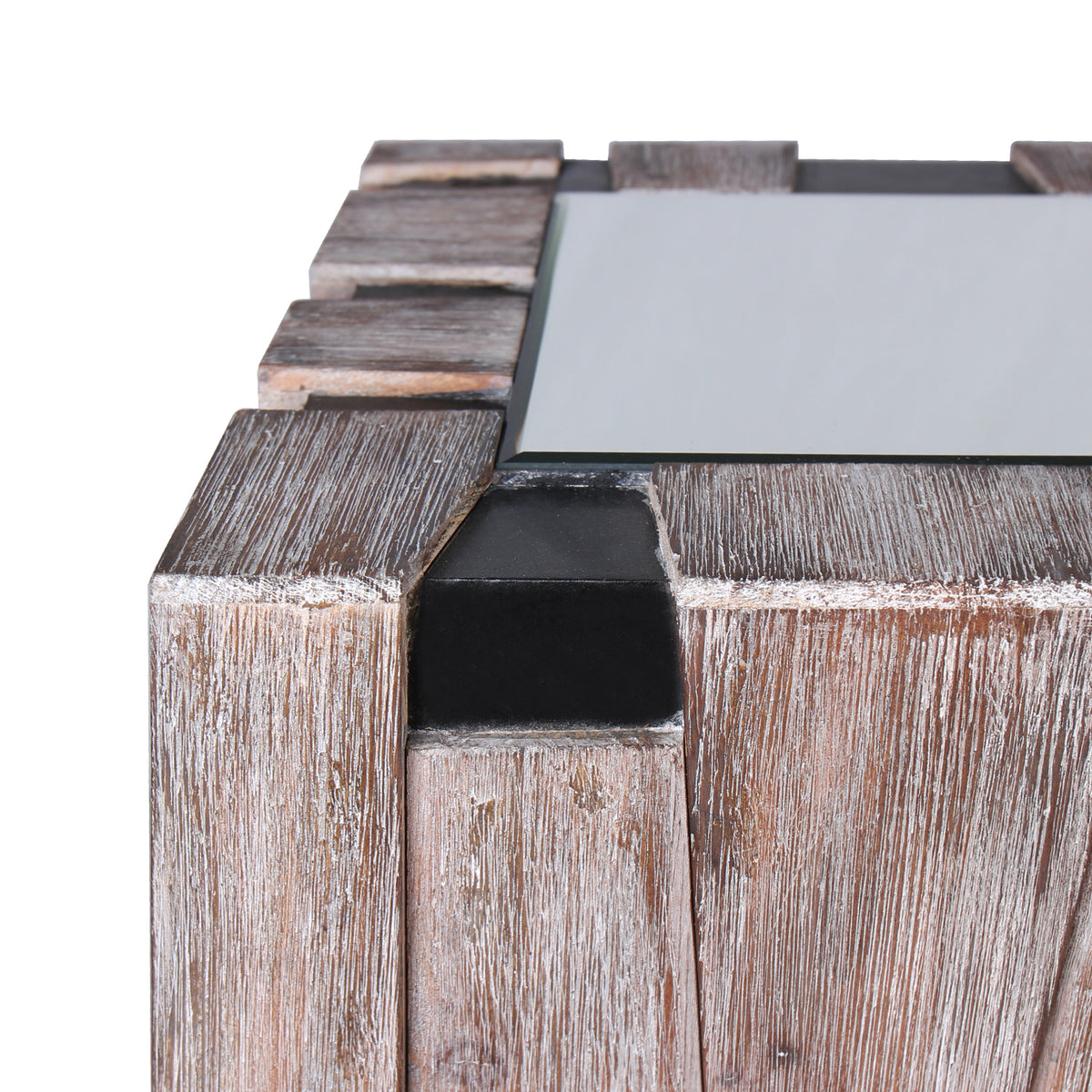 "Fiaba" Beveled Wooden Accent Mirror and Mirrored Glass Top Console Table, Set