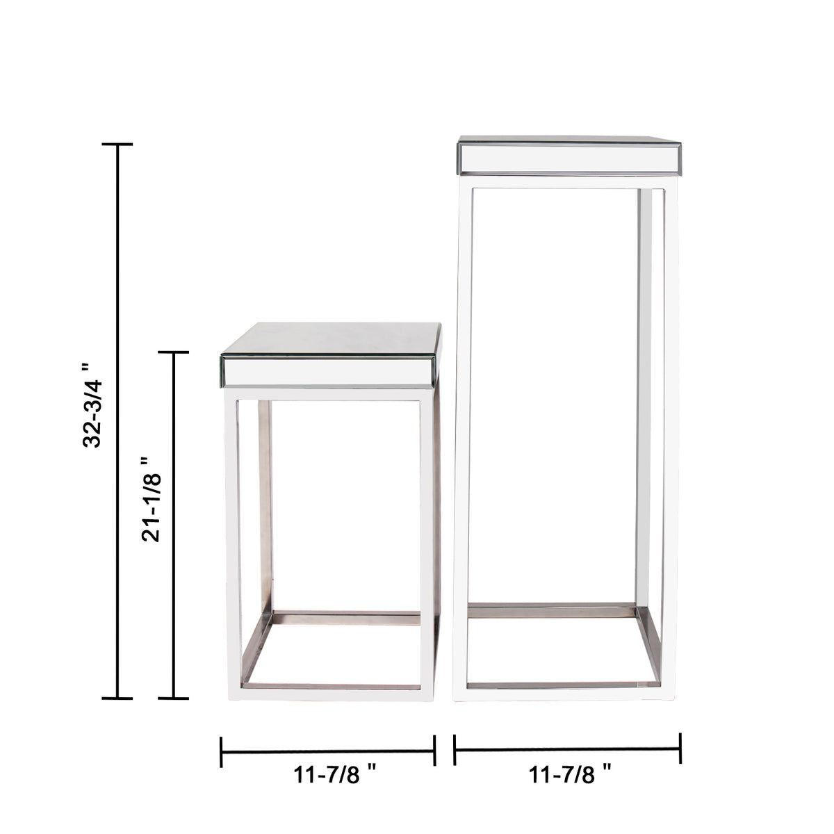 "Argento" Mirrored Square Side/End Tables (Set of 2)