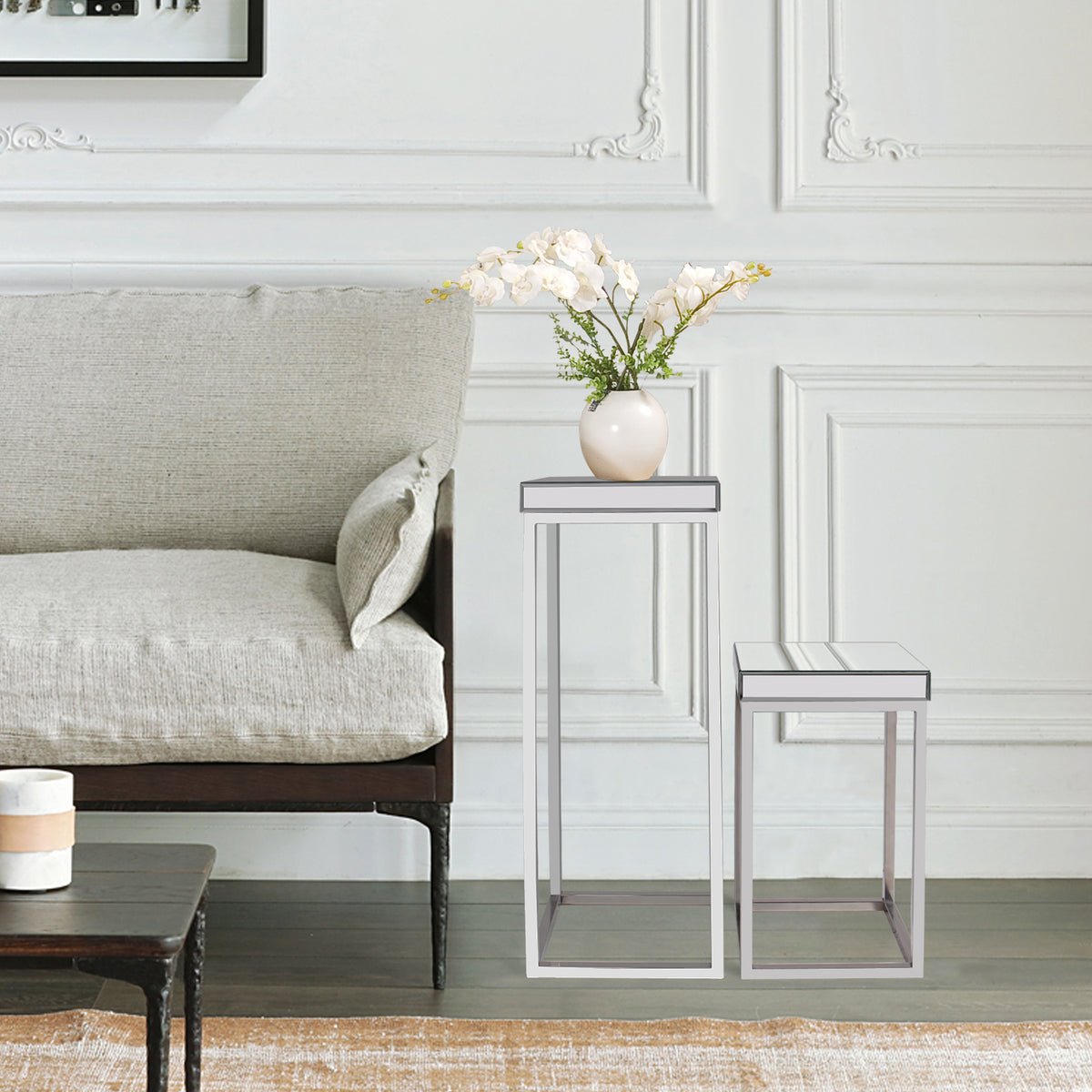 "Argento" Mirrored Square Side/End Tables (Set of 2)