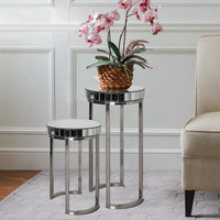 "Argento" Mirrored Round Side/End Tables (Set of 2)