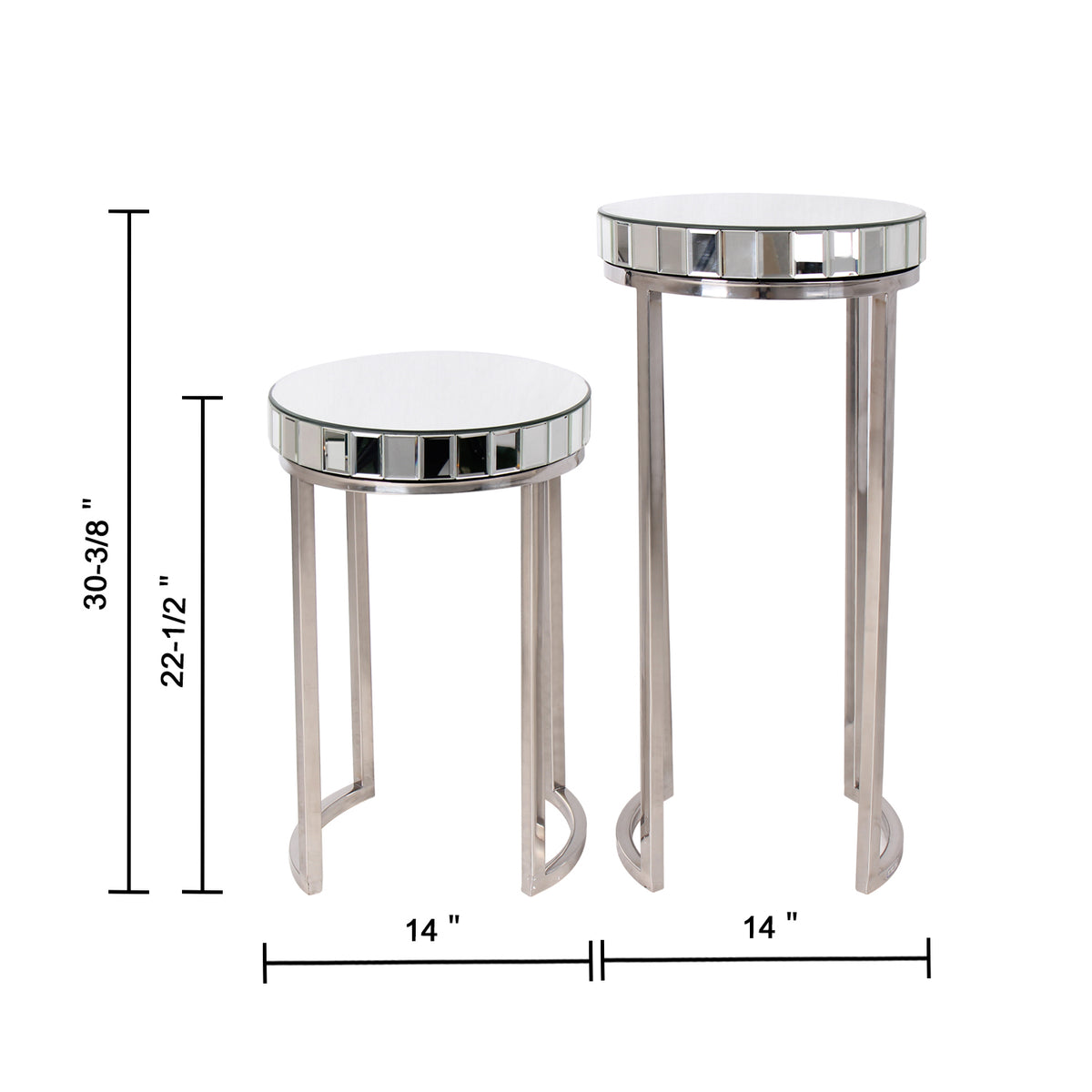"Argento" Mirrored Round Side/End Tables (Set of 2)