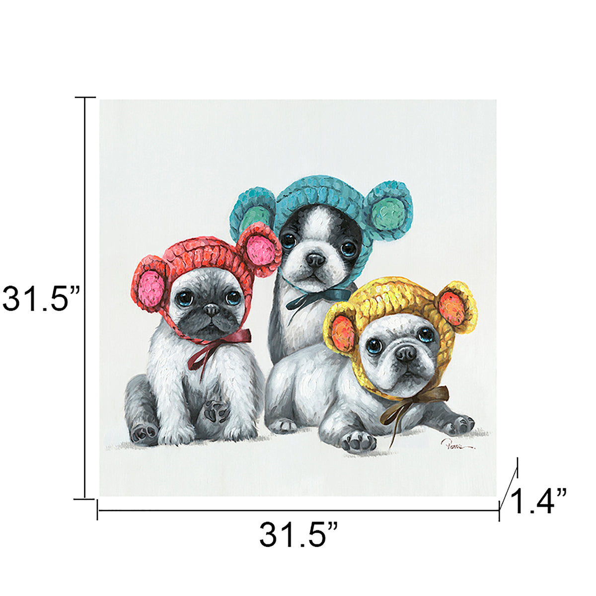 "Kawaii Pups" Oil Painting