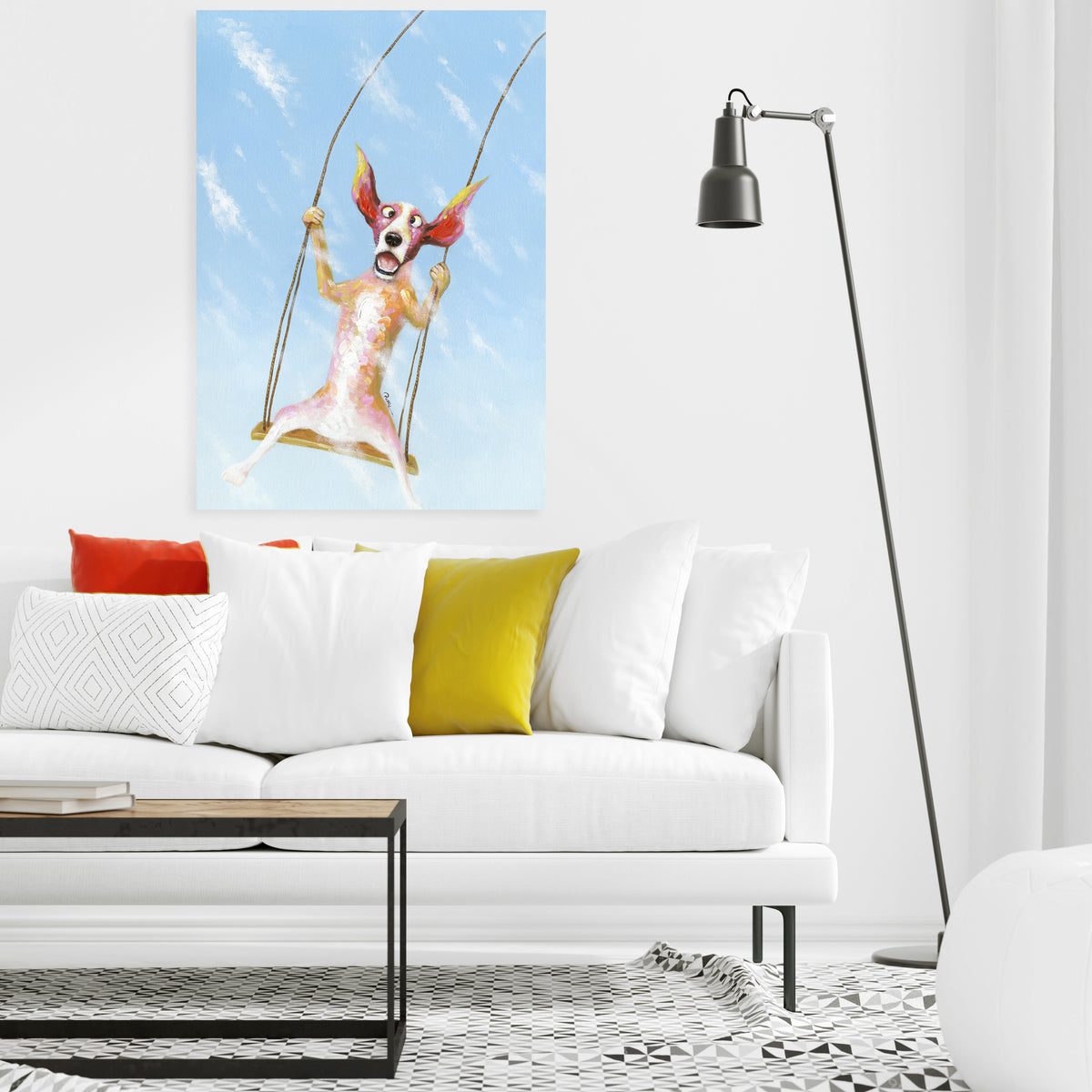 "Swingin' Dog" Oil Painting