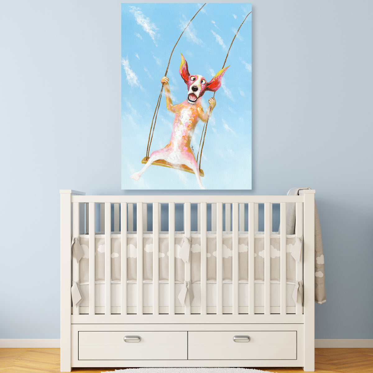 "Swingin' Dog" Oil Painting