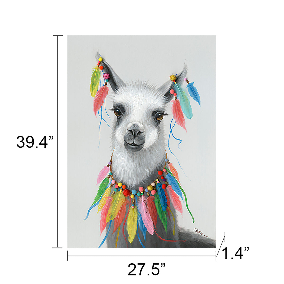 "Feathered Llama" Oil Painting