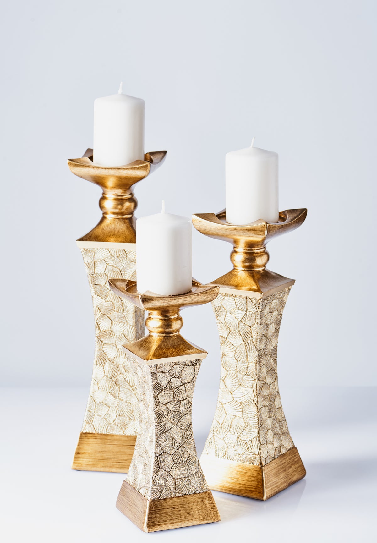 "Lieve" Polyresin Candlestick 3 Piece Set