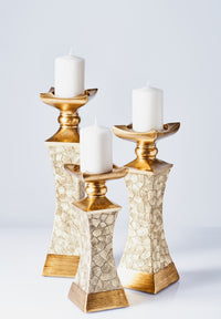 "Lieve" Polyresin Candlestick 3 Piece Set