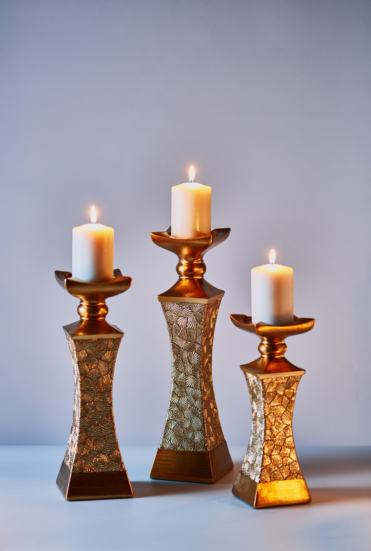 "Lieve" Polyresin Candlestick 3 Piece Set
