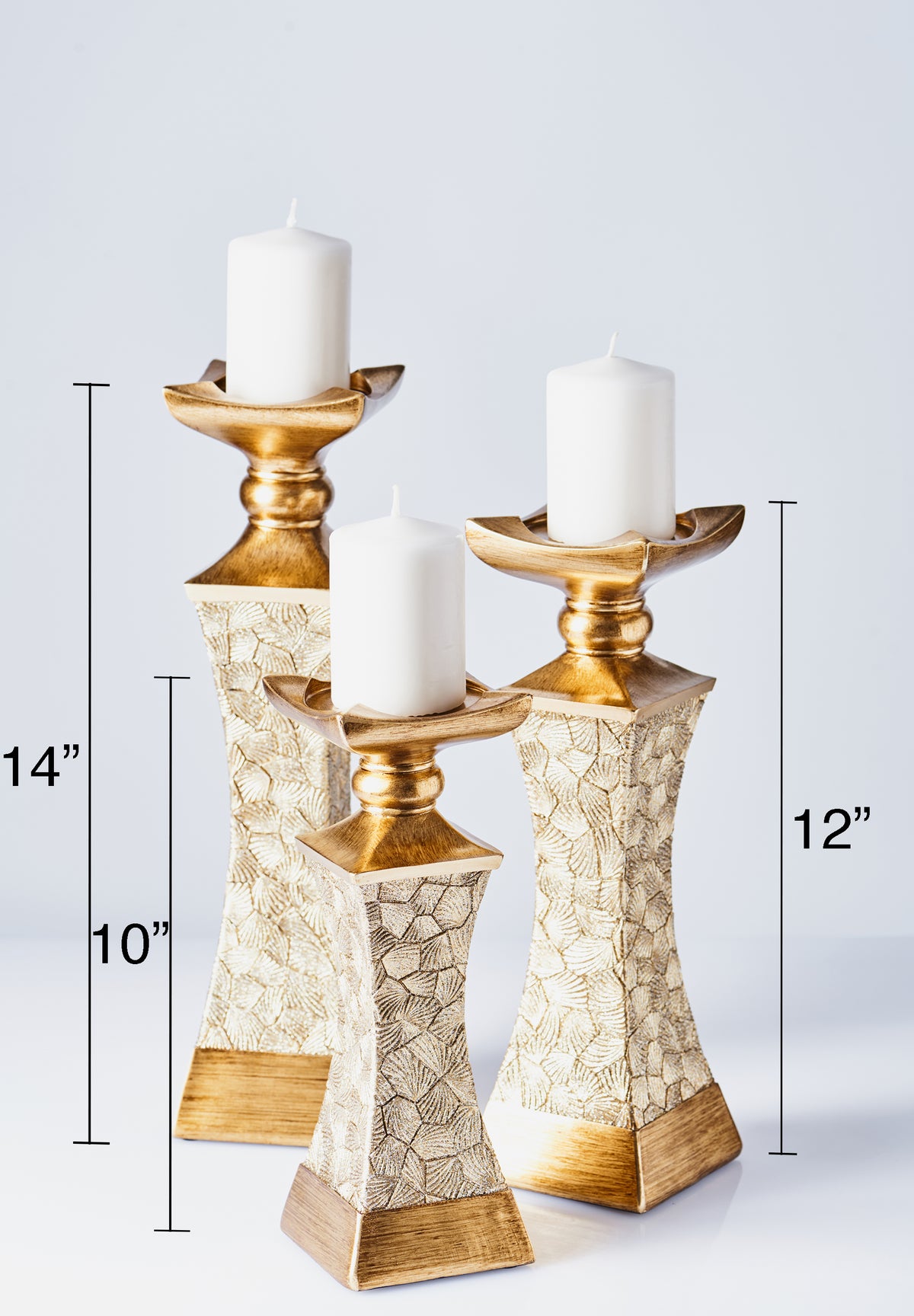 "Lieve" Polyresin Candlestick 3 Piece Set