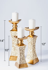 "Lieve" Polyresin Candlestick 3 Piece Set