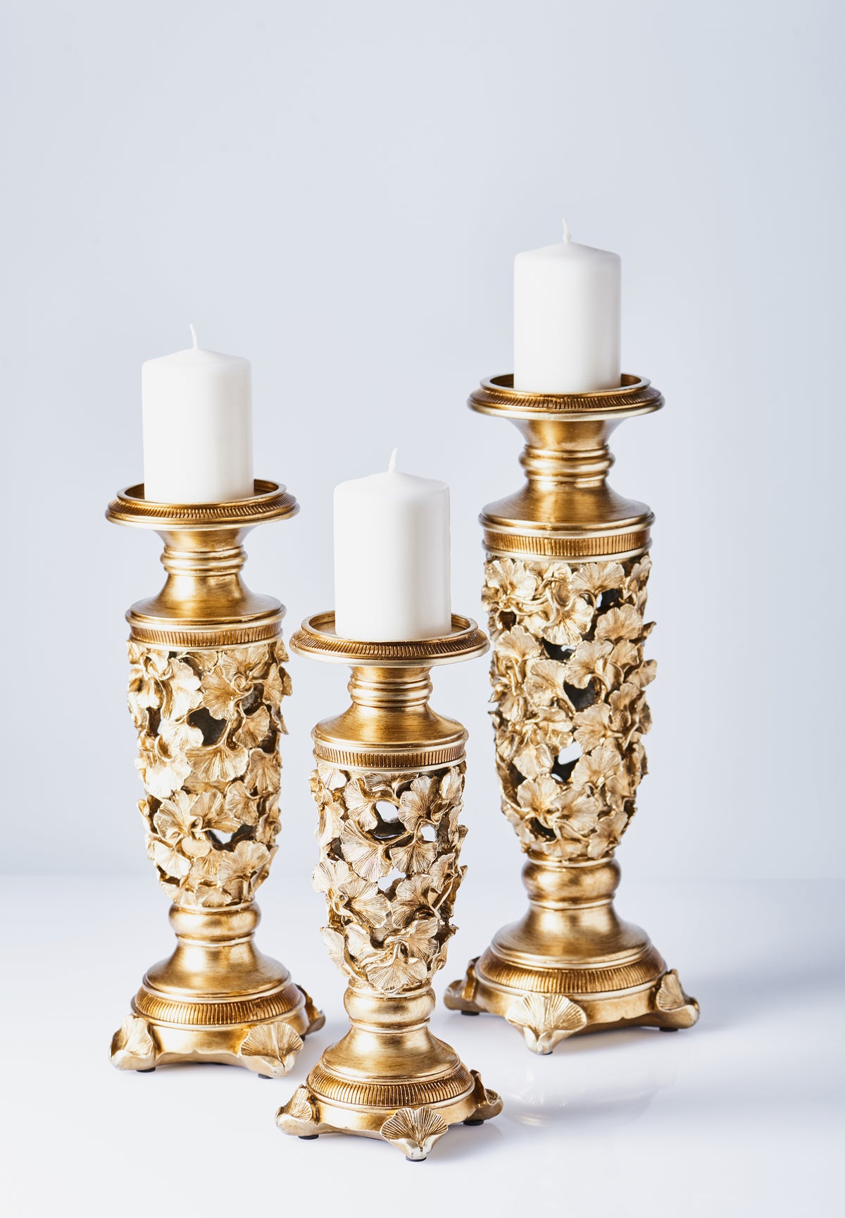 "Lieve" Polyresin Candlestick 3 Piece Set