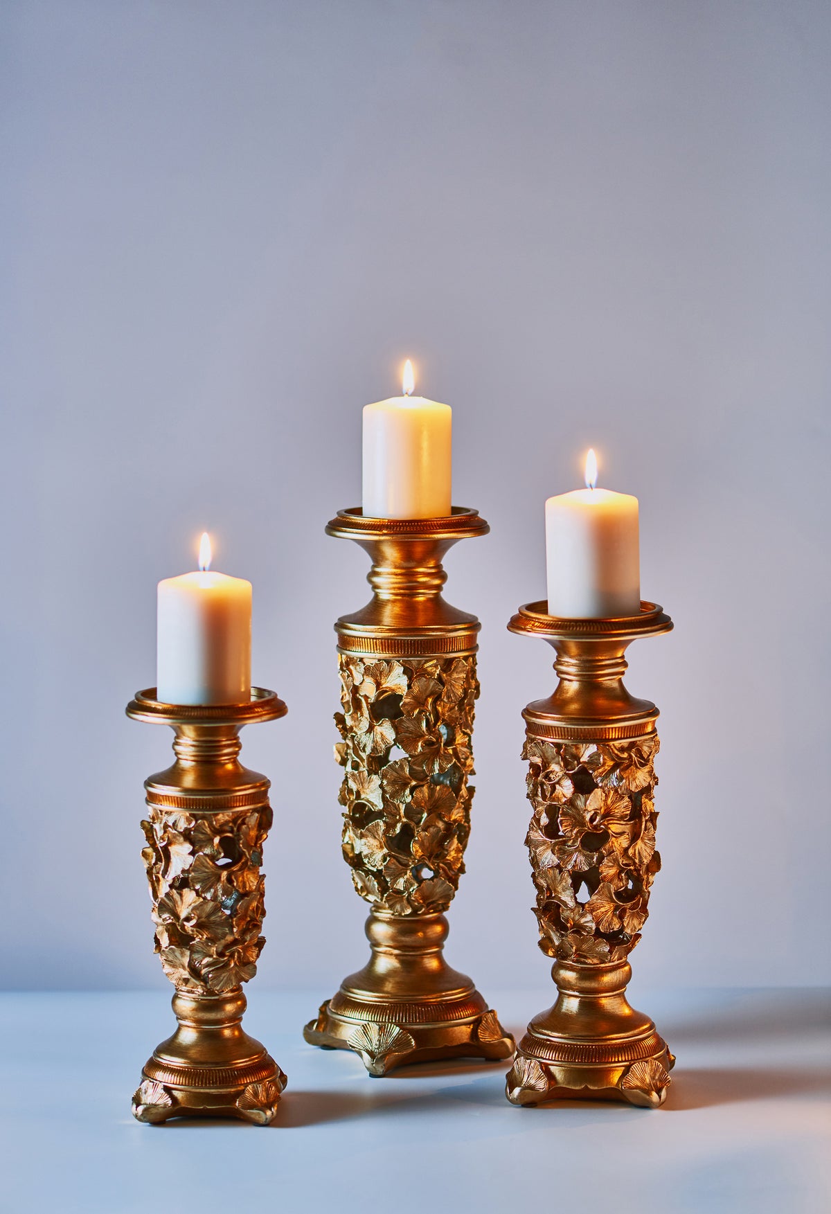 "Lieve" Polyresin Candlestick 3 Piece Set