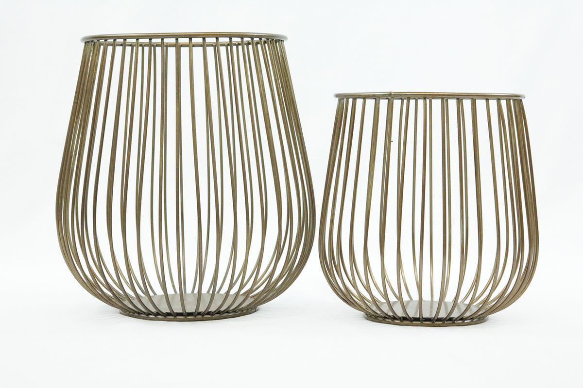 "Lieve" Metal Basket Candle Holders