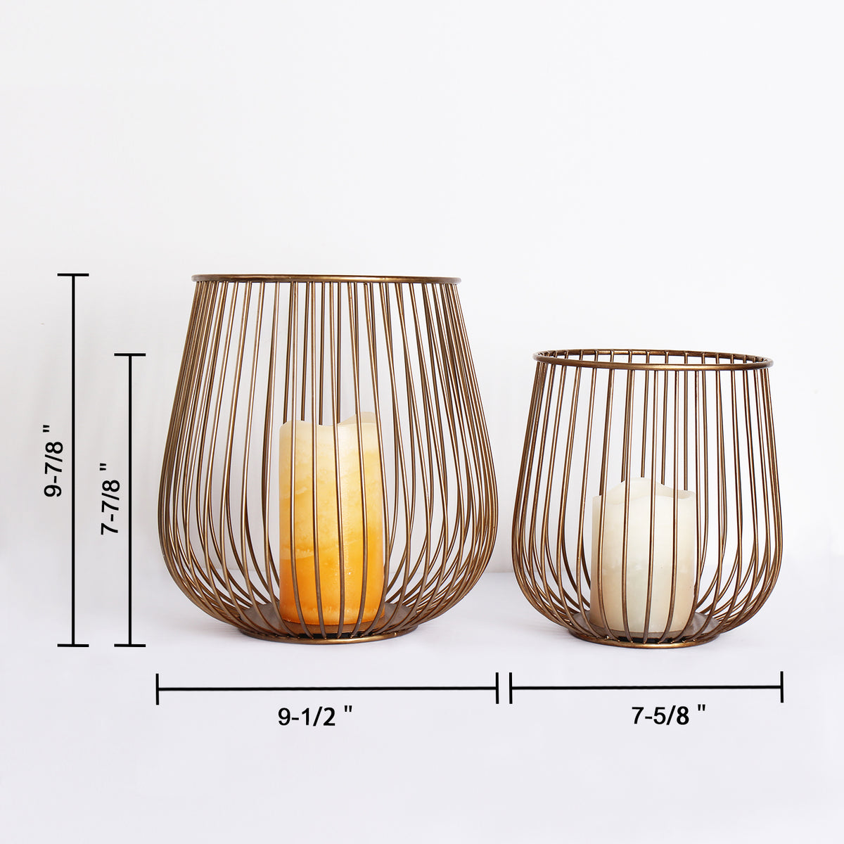 "Lieve" Metal Basket Candle Holders