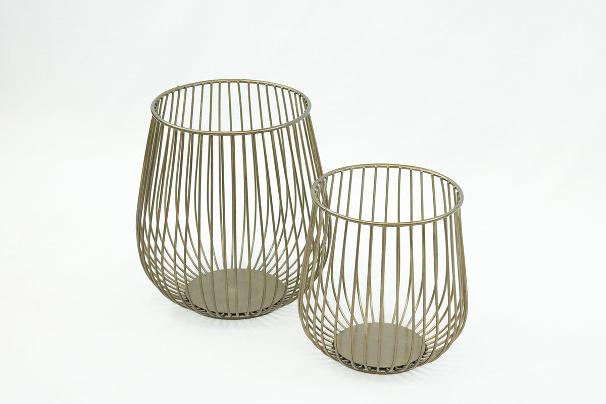 "Lieve" Metal Basket Candle Holders