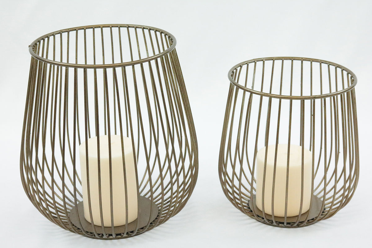 "Lieve" Metal Basket Candle Holders