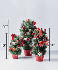 Handcrafted Tabletop Christmas Tree with LED Light and Ornaments