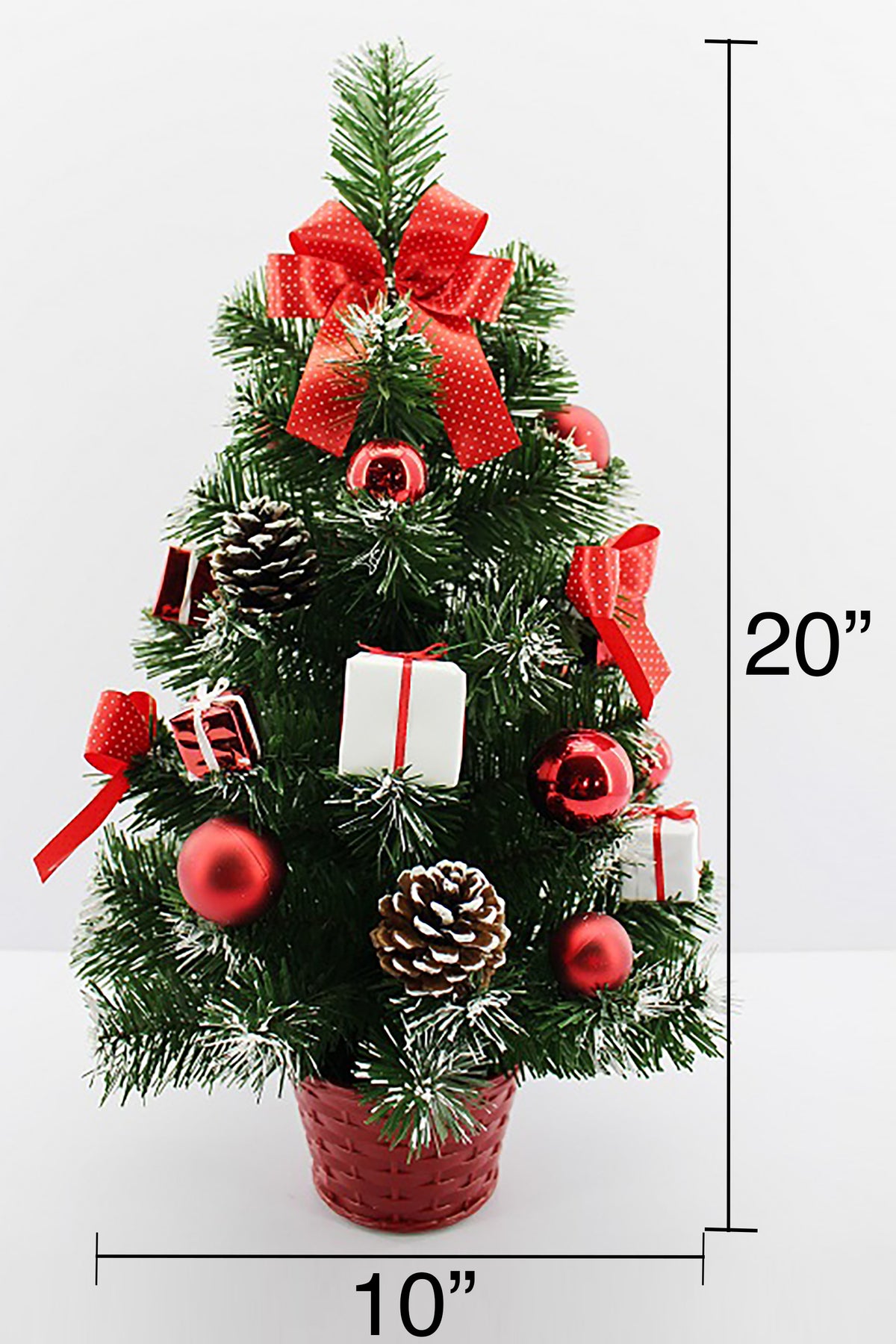 Handcrafted Tabletop Christmas Tree with LED Light and Ornaments