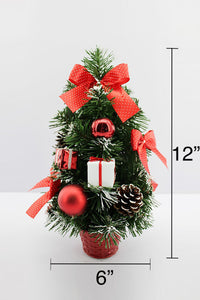 Handcrafted Tabletop Christmas Tree with LED Light and Ornaments