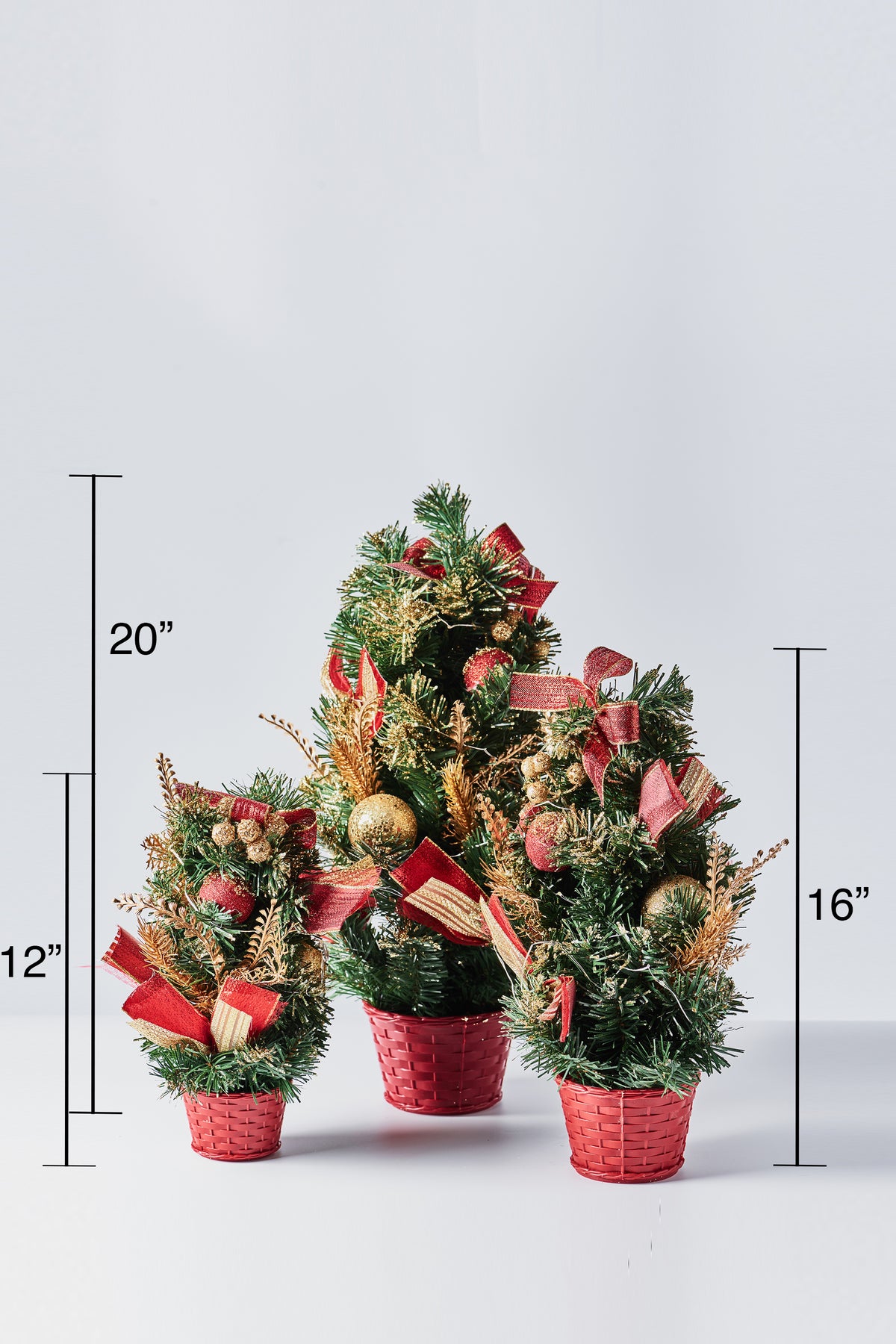 Handcrafted Tabletop Christmas Tree with LED Light and Ornaments