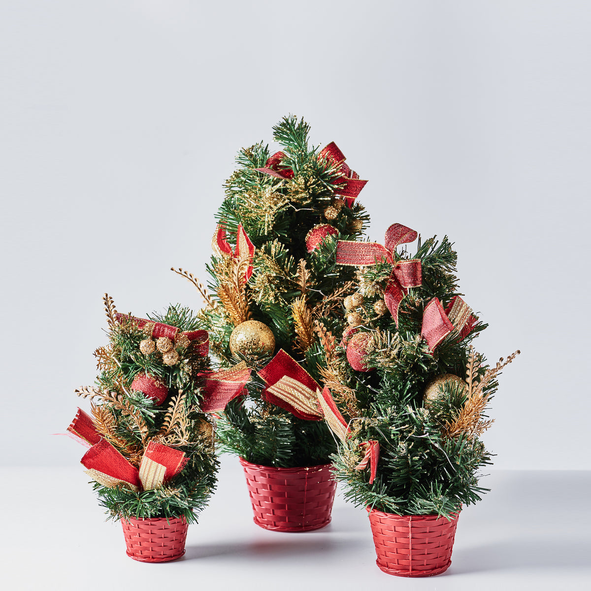 Handcrafted Tabletop Christmas Tree with LED Light and Ornaments