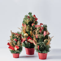 Handcrafted Tabletop Christmas Tree with LED Light and Ornaments