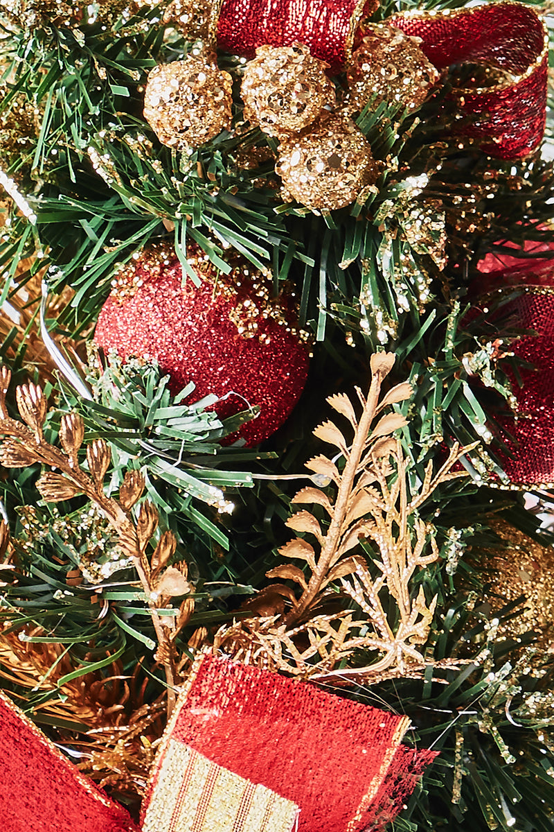 Handcrafted Tabletop Christmas Tree with LED Light and Ornaments