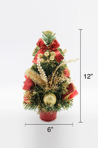 Handcrafted Tabletop Christmas Tree with LED Light and Ornaments