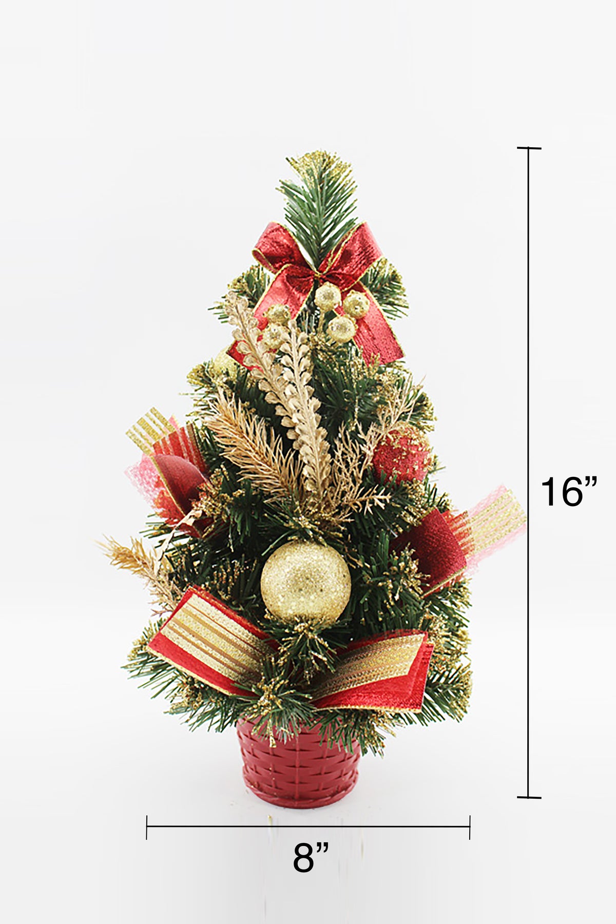 Handcrafted Tabletop Christmas Tree with LED Light and Ornaments