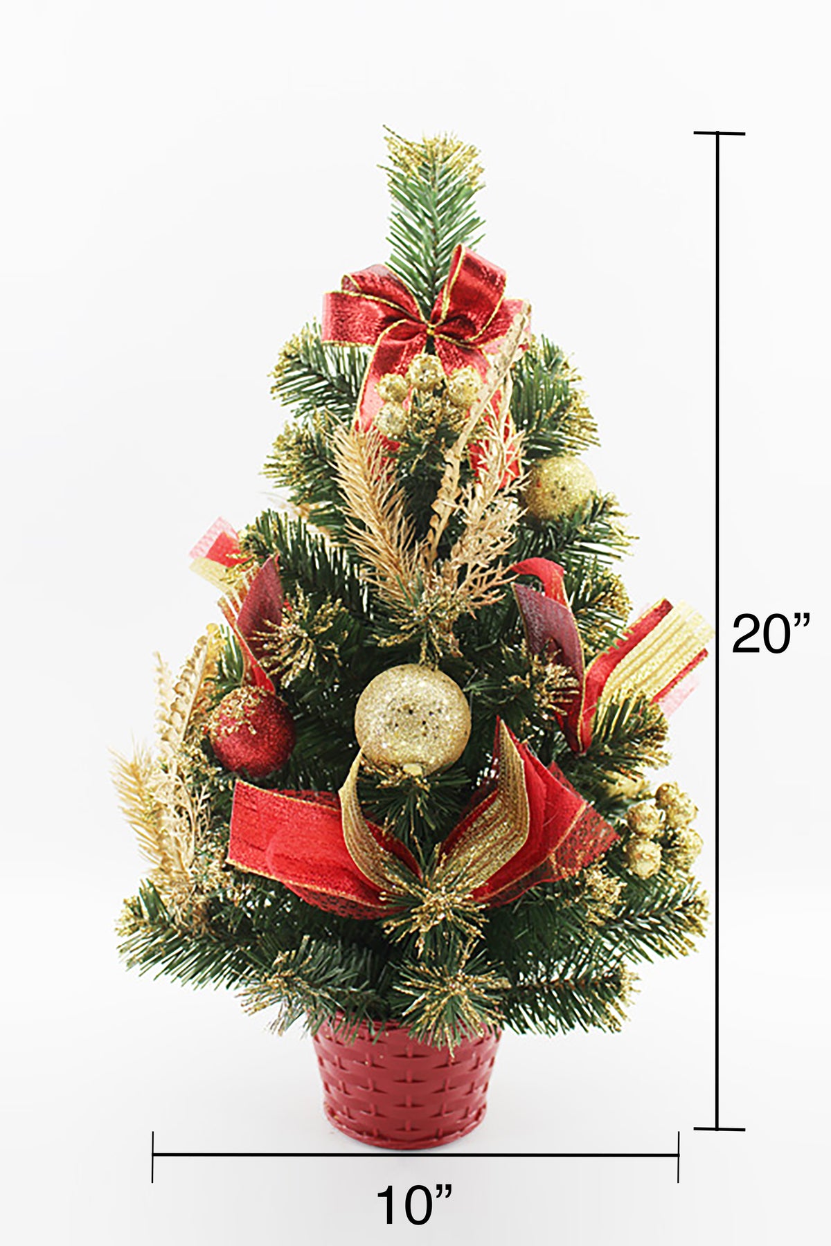 Handcrafted Tabletop Christmas Tree with LED Light and Ornaments