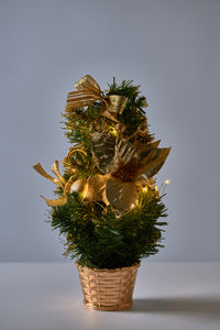 Handcrafted Tabletop Christmas Tree with LED Light and Ornaments