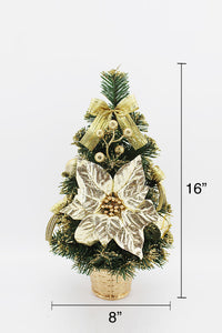 Handcrafted Tabletop Christmas Tree with LED Light and Ornaments