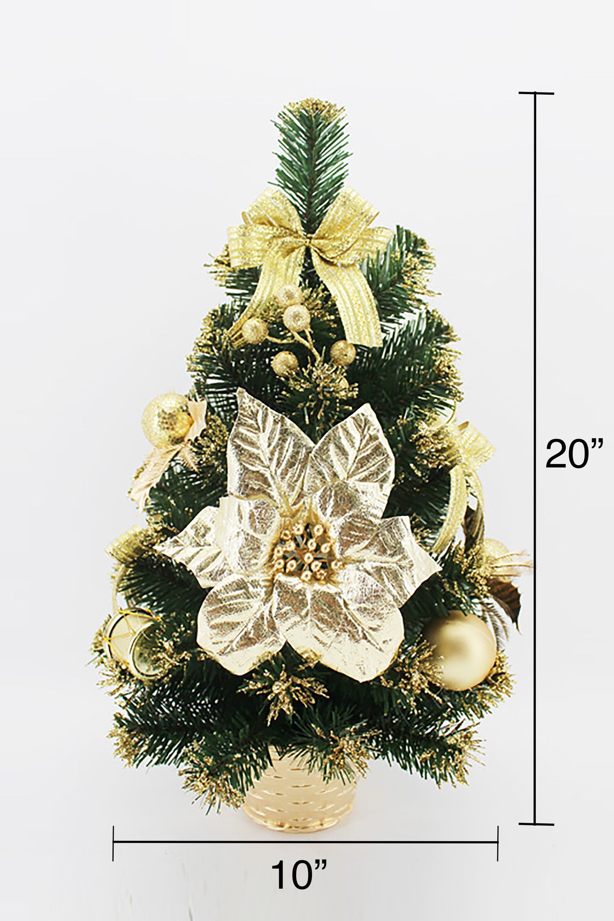 Handcrafted Tabletop Christmas Tree with LED Light and Ornaments