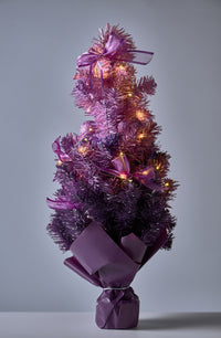 Handcrafted Tabletop Christmas Tree with LED Lights and Ornaments