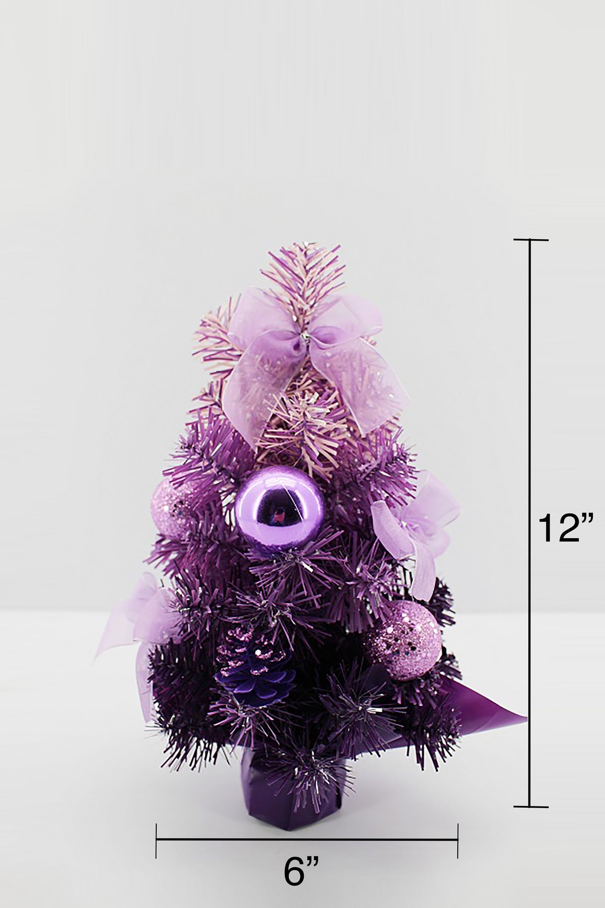 Handcrafted Tabletop Christmas Tree with LED Lights and Ornaments