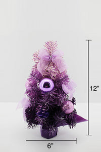 Handcrafted Tabletop Christmas Tree with LED Lights and Ornaments