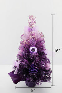 Handcrafted Tabletop Christmas Tree with LED Lights and Ornaments