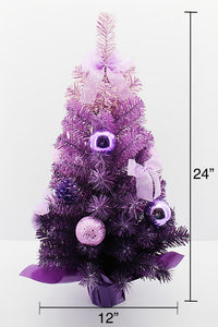 Handcrafted Tabletop Christmas Tree with LED Lights and Ornaments