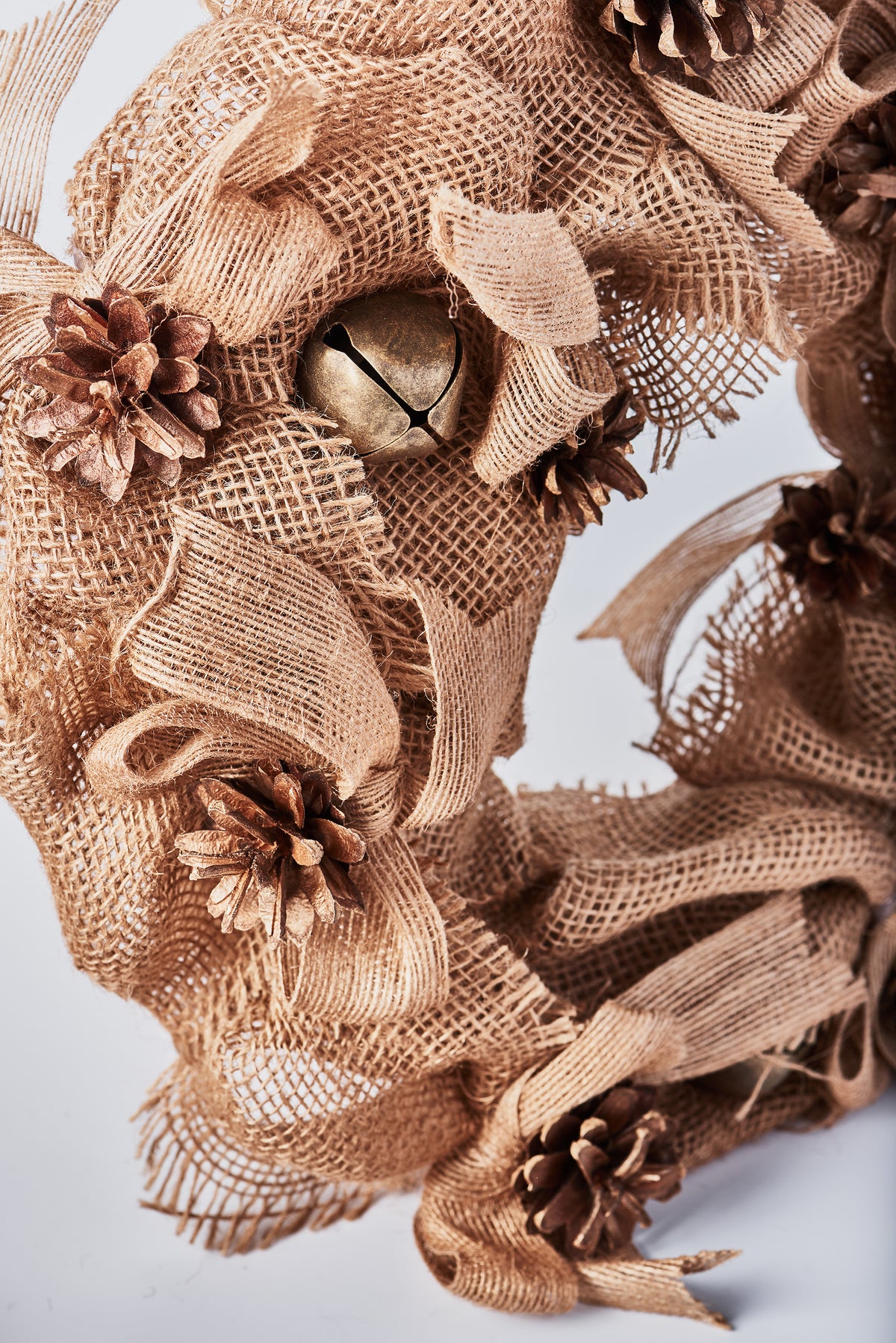 Handcrafted Wreath with Pinecones and Burlap