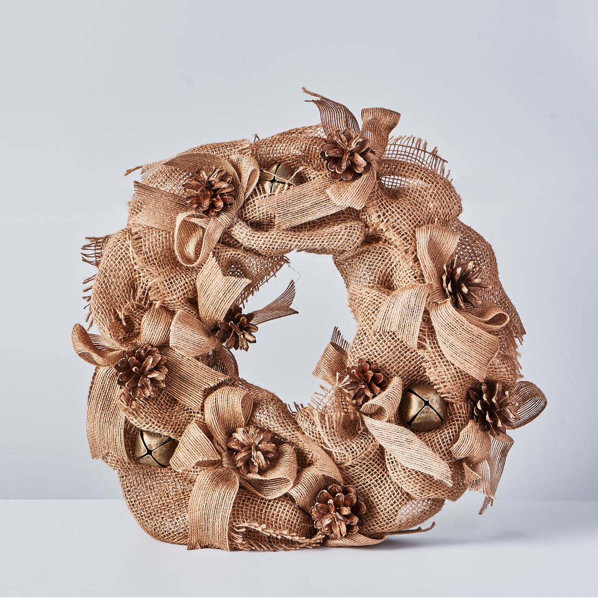 Handcrafted Wreath with Pinecones and Burlap