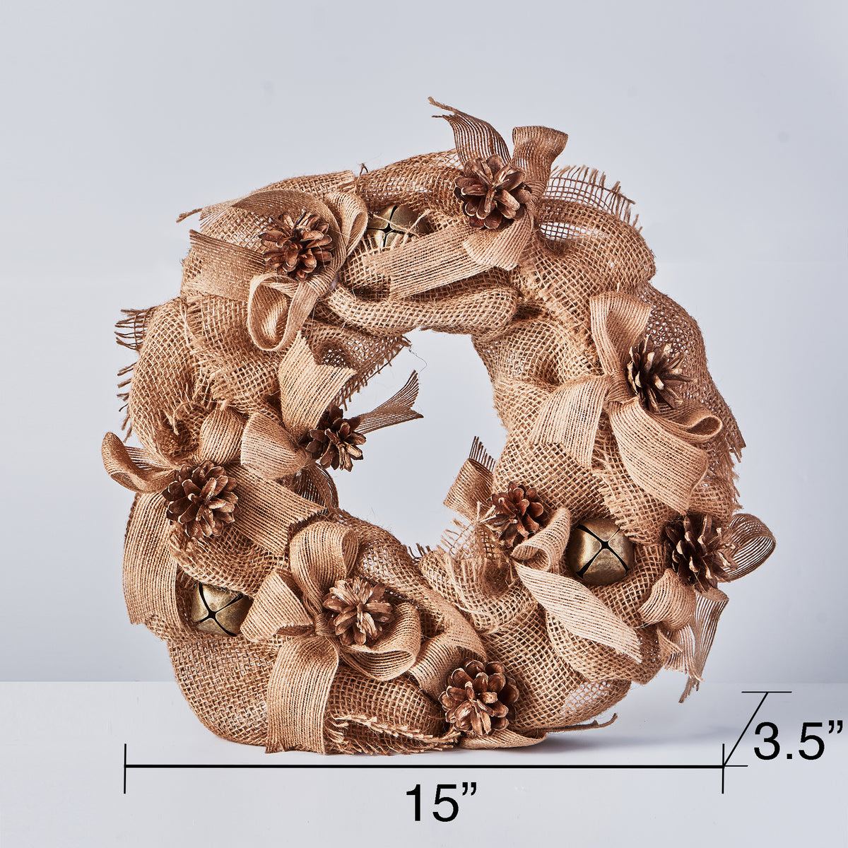 Handcrafted Wreath with Pinecones and Burlap